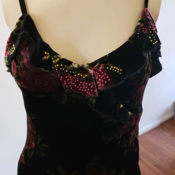 VINTAGE BETSEY JOHNSON VELVET MAXI DRESS AND MATCHING COAT DUSTER SET FL… - Picture 6 of 9